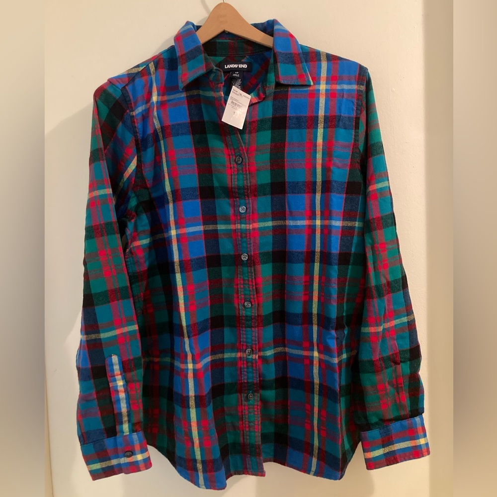 Lands' End Women's Plaid Button-Down Shirt